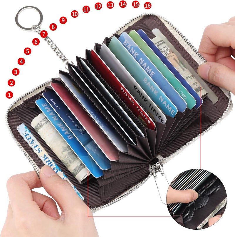 SENDEFN Small Credit Card Holder Wallets for Women RFID Blocking Leather Keychain Cards Cases with ID Window - Image 2